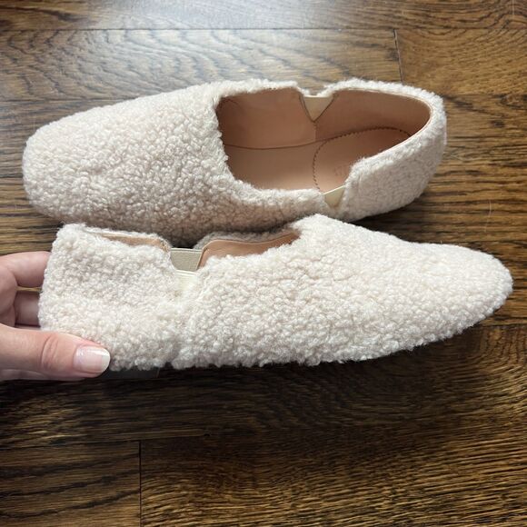 J. Crew Sherpa Flats with Elastic in Dusty Ivory BD448 Women's Size 8 - Picture 6 of 12